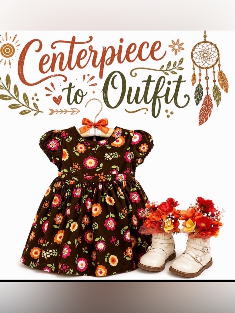 Bright Blossoms Centerpiece Dress For Baby Shower, Little Girls Birthday